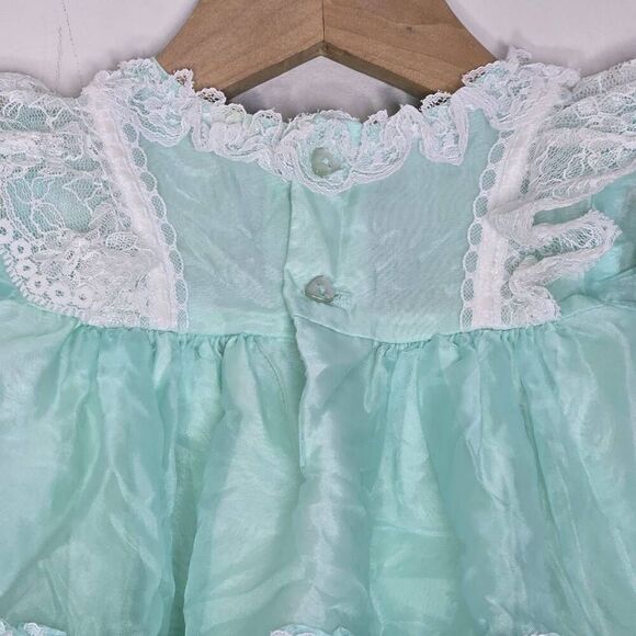 Martha's Miniatures Vintage Size 9-12Mo 80s Fussy Dress Girls Sheer Lace Bell Pa - Picture 9 of 9